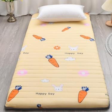 Imagem de Colchão De Chão único Engrossado 5 Cm, Colchão Futon Macio Tapete De Tatame Japonês Portátil De Enrolar Colchão Dobrável Almofada De Cama Para Cama De Acampamento Em Casa, Yellow, 90x190cm