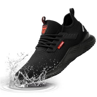 Imagem de Tênis de bico de aço à prova d'água para homens e mulheres, tênis de trabalho, leve, confortável, à prova de perfuração, Zapatos Punta de Acero para Hombres Preto, Preto 3, 13 Women/11 Men