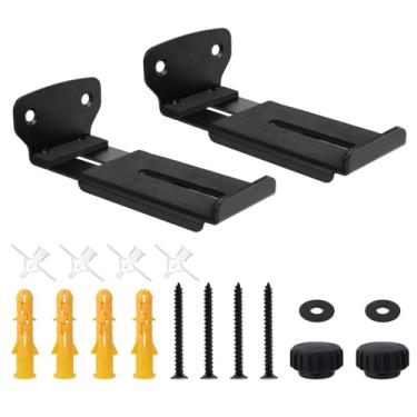 Imagem de 1 Par Suportes Parede Barra Som, Suportes para Barra Som Por Baixo da TV Profundidade Ajustável 10,7cm a 16,3cm Suporta Até 17,24kg Prateleira para LG Sony e Mais (Preto)