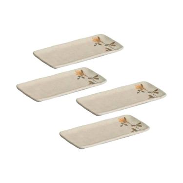 Imagem de Conjunto de Travessas Retangulares Pequenas Porto Brasil Orgânico Campestre 22x9,5cm - 4 Peças