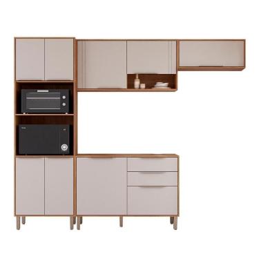 Imagem de Kit Armário Cozinha Completa áurea 270cm 9 Portas Com Balcão Cinamomo-Off White