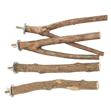 Imagem de YOUTHINK Polícia de Madeira para Papéis para Papagaios - 2pcs Gaiola Poleiro Com Ramo Y & Stick para Escalar, Mastigar, Brincar - Brinquedo de Ginástica de Pássaros de Madeira Não