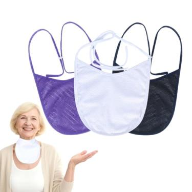 Imagem de Ehucon Capa para estoma de pescoço de traqueostomia com alça ajustável, protetor de traqueia respirável para laringectomia para tratamento de traqueostomia (branco, azul marinho e roxo - 3 peças