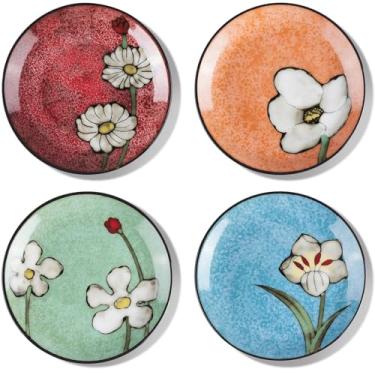 Imagem de Conjunto de pratos de salada de cerâmica, 21,6 cm - Conjunto de 4 pratos - para bife, salada, macarrão, aperitivo, servir, etc. - Seguro para lava-louças, micro-ondas e forno, resistente a arranhões