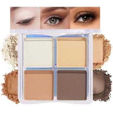 Imagem de HHLTOH Paleta de sombra em pó Quad, paleta de sombras de olhos quadríceps bege claro médio marrom fosco, paleta de sombras de olhos para mulheres mais velhas pigmentada à prova d'água, paleta de