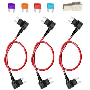 Imagem de Gebildet 3 Peças De Tomada De Fusível Dupla Pequena, Cabo De Bypass, Adaptador De Fusível, Porta-Fusível, Com 4 Fusíveis (3/5/10/15 A) E Extrator De Fusível