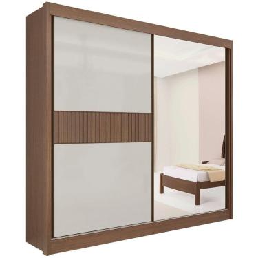 Imagem de Guarda Roupa Titanium Ripado Castanho Off White 2 Portas 6 Gavetas D?doro