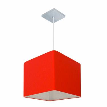Imagem de Lustre Pendente Quadrado Vivare Md-4058 Cúpula Em Tecido 21/25x25cm - Bivolt Vermelho 110v/220v