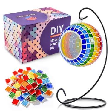 Imagem de Joyclub Kit de suporte de vela de mosaico faça você mesmo para adultos e crianças, suporte de vela para pendurar vela de vidro colorido para decoração de casa para meninas, presentes de aniversário e