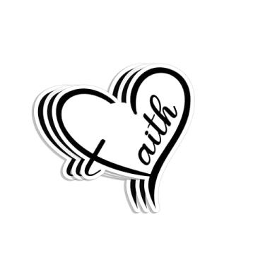 Imagem de (3 peças) Adesivo de fé citações inspiradoras frases motivacionais Jesus cristão versículo bíblico decalque de vinil em forma de coração para copo laptop Kindle garrafas de água livro telefone