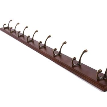 Imagem de Cabide de materiais naturais, cabideiro para pendurar na parede, chapéu de parede de quarto, ganchos de metal para pendurar roupas de madeira (78 cm)