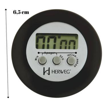 Imagem de Cronômetro Digital Progressivo Regressivo Preto Timer Herweg