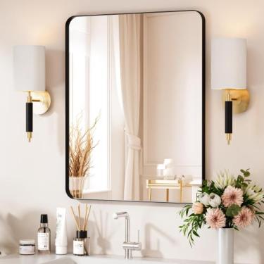 Imagem de Espelho Venusmiles com moldura de metal preto 60x75cm para banheiro