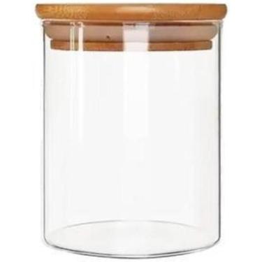 Imagem de Kit 6 Pcs Pote De Vidro Com Tampa De Bambu Hermético 200Ml - Kadê