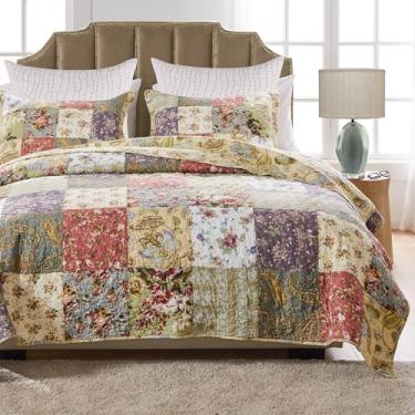 Imagem de Conjunto de colcha Greenland Home Blooming Prairie 100% algodão com fronhas europeias, 5 peças Queen