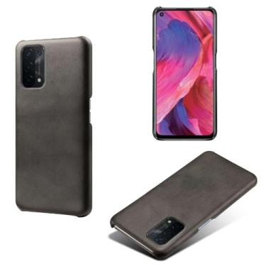 Imagem de Capa para OPPO A74 5G,Proteção contra quedas,Casca de volta de cor sólida simples,Design de couro de imitação de plástico-Black
