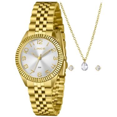 Imagem de Kit Relógio Feminino Lince Dourado LRGM063L36 K0J7S2KX