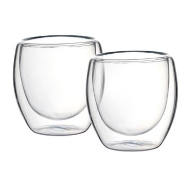 Imagem de Jogo 2 Copos Café Parede Dupla De Vidro Boro 80ml Class Home