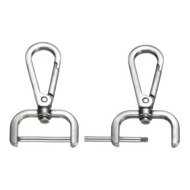 Imagem de PATIKIL Ganchos de fecho giratório de 2,5 cm, 2 peças de ganchos de pressão destacáveis, fechos de garra de lagosta giratórios, com barra de parafuso para bolsa, cordão de bolsa, ferragens de