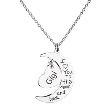 Imagem de HOFOYA Colar de corrente de aço inoxidável I Love You to The Moon and Back, presente para mãe, tia, irmã, avó, filha, aniversário, Natal, Dia dos Namorados, para mulheres e adolescentes., Small, Aço