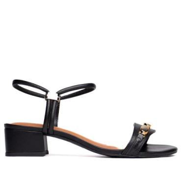 Imagem de Sandália Feminina Bottero Salto Bloco Detalhe Metal Preto, Preto, 37