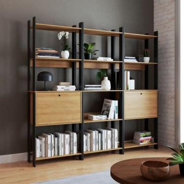 Imagem de Estante para Livros Industrial 11 Prateleiras 2 Portas - BRV Móveis