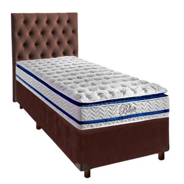 Imagem de Kit Cama Box + Cabeceira + Colchão Solteiro Molas Ensacadas - Blue - Paropas