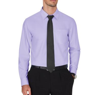 Imagem de Camisa social masculina J.VER, sem rugas, manga comprida, lilás, 4GG