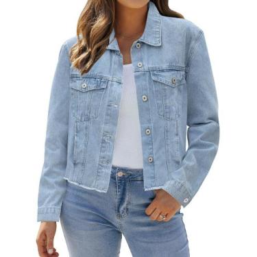Imagem de Jaqueta jeans LookBookstore feminina azul claro tamanho S