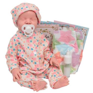 Imagem de Boneca Bebê Reborn Realista Lívia Pode Dar Banho + Kit Itens - Cegonha