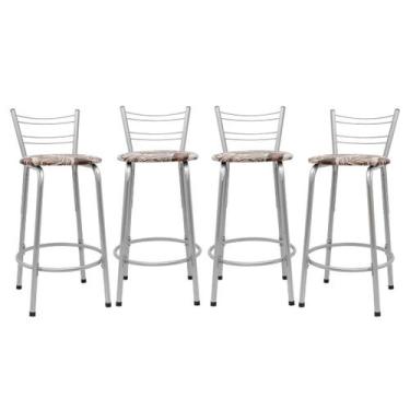 Imagem de Kit 4 Cadeira Para Balcão Ilha Bistrô Banqueta 60cm Flórida Prata Bar 