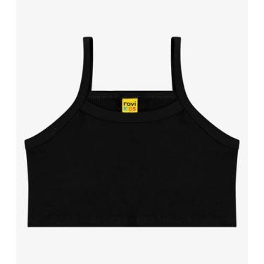 Imagem de Top De Alça Infantil Rovi Kids Preto - Rovitex Kids Básicos, 6, Preto