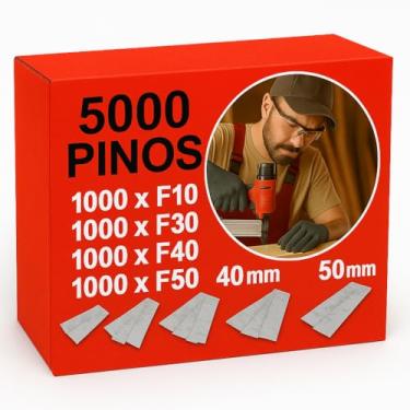 Imagem de Kit Pinos Pneumáticos Tipo F 5000 Unidades – F10 F20 F30 F40 F50 | Grampos Para Pinador Profissional | Pinos 10 a 50mm Para Madeira, Marcenaria, Carpintaria e Móveis