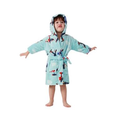 Imagem de Pijama com capuz e roupão de banho DELEY para meninos e meninas, lã de