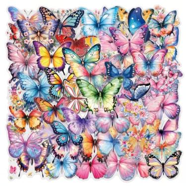 Imagem de 50 peças de adesivos de borboleta, decalques naturais transparentes PET à prova d'água para álbuns, diário, garrafas de água, capas de telefone, laptops, artesanato DIY e decoração de presente (estilo