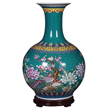 Imagem de Vaso grande de cerâmica pintada Jingdezhen Vaso chinês vintage do chão ao teto, usado para decoração de casa ou presentes. Altura 21,6 polegadas (55 cm) (não inclui a base) Decoração de casa de jardim