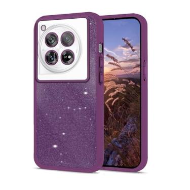 Imagem de Anlalish Compatível com OnePlus 12R Capa de telefone com glitter OnePlus 12R revestimento de silicone Fundas acessórios de proteção para câmera capa à prova de choque (roxa)