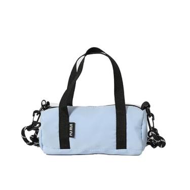 Imagem de Sacola feminina para mulheres, bolsas transversais modernas, pacote cilíndrico, bolsas de ombro com mensageiros de nylon, Azul, Medium, Azul
