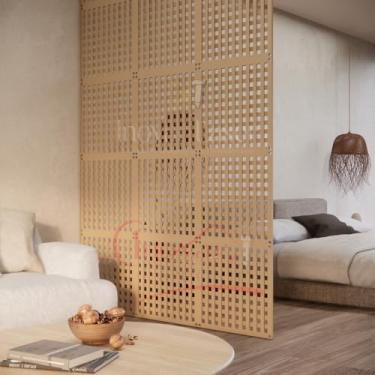 Imagem de Conjunto de painéis decorativos com aberturas Painéis divisórios Telas MDF Conjuntos de 6, 12 e 18 - Configurações quadradas distintamente elegantes (Kit 12 pçs-40cm x 40cm)
