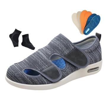 Imagem de Calçado Masculino Ajustável ​​para Diabéticos Para Engordar E Alargar O Verão, Calçado Ortopédico Caminhada Com Capa Articulada Respirável E Com Amortecimento De Ar Largo Edema(Dark gray,47 EU)
