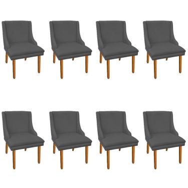 Imagem de Kit 8 Cadeiras de Jantar Suede Pés Palito Grafite