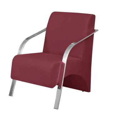 Imagem de Poltrona Vênus 1 Lugar Braço Alumínio Suede Bordô.