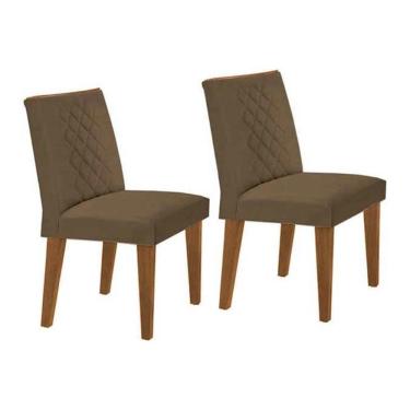 Imagem de Kit 2 Cadeiras De Cozinha Jade Madeira Capuccino-suede Capuccino - Rufato