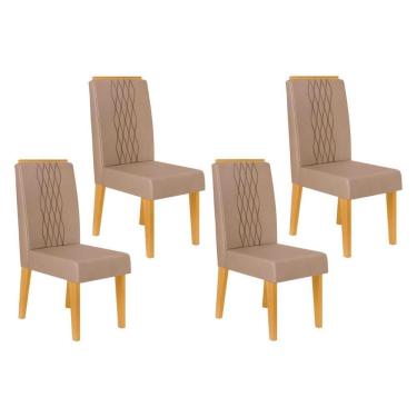Imagem de Kit 4 Cadeiras De Cozinha Lia 4 Un Cedro Suede Kraft