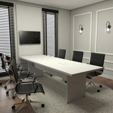 Imagem de Conjunto Sala de Reunião Mesa 2,70m Painel para TV Cinza F5 - F5 Offic