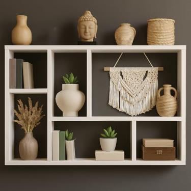Imagem de Prateleira Decorativa de Parede 60x90x15cm Moderno para Sala quarto escritório sinanue