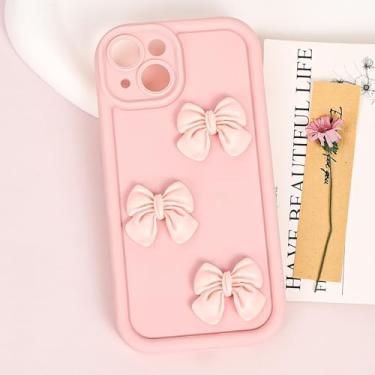 Imagem de Capa compatível com iPhone 15, linda fita de laço 3D com design estético, capa de telefone antiarranhões (pacote único)