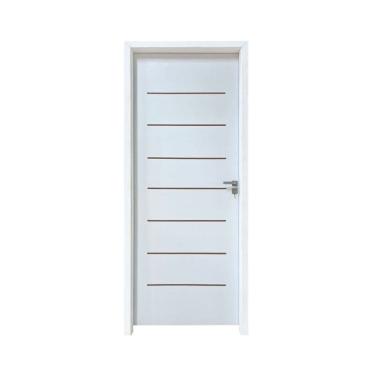 Imagem de Kit Porta de Madeira 215x97cm Batente 15cm com Guarnição Cristal Primer Uniportas Branco