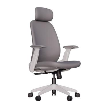 Imagem de Cadeira Ergonômica Premium Reclinável Espuma 50d Braços 3d Apoio Lombar e Cabeça Ajustáveis Belena Branco / Cinza