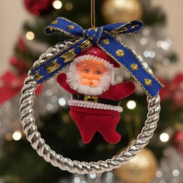 Imagem de Papai Noel No Aro Enfeite Natalino Kit Com 2 Unid - Cim, Prata
